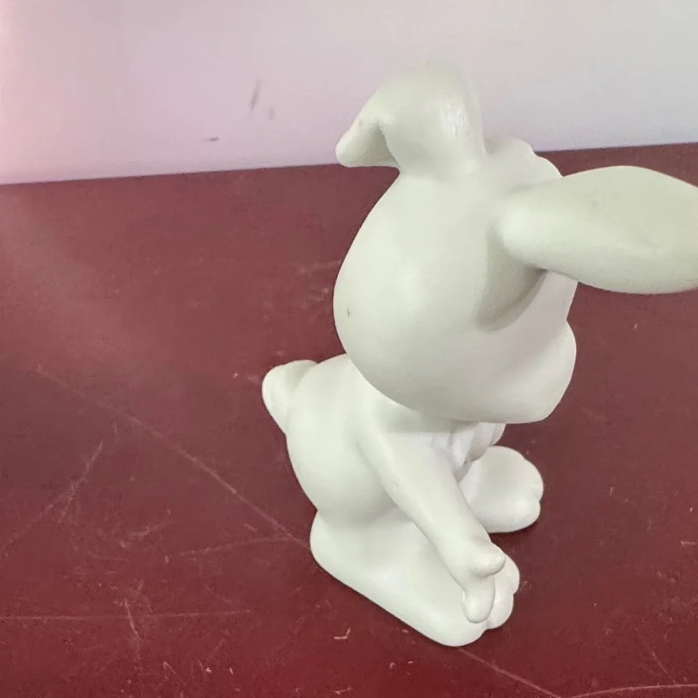 Vintage Homco White and Yellow Ceramic Easter Bunny Figurines 1980’s- 1990’s
